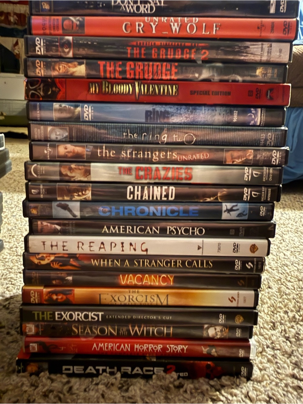 Stacked DVD Movie Cases Storage - Black and Red